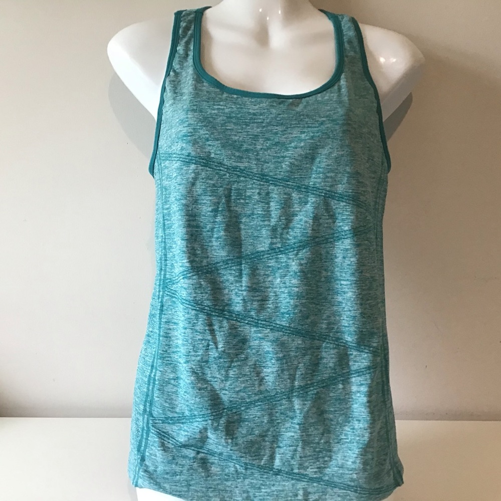 Tank Medium Teal White Racerback Activewear